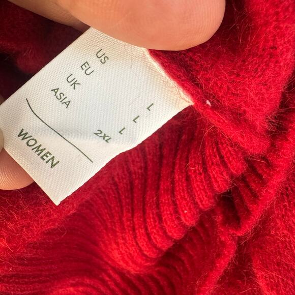 Lilysilk Brushed Cashmere V-Neck Pullover Sweater Long Sleeve Red Size L NWT - Picture 11 of 13